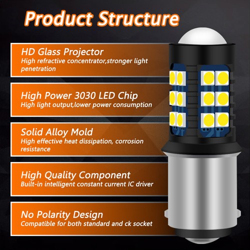 Winetis 2X BAY15d 1157 LED Bulbs 10000K Blue High Bright 3030 DRL Daytime Light - Picture 2 of 8