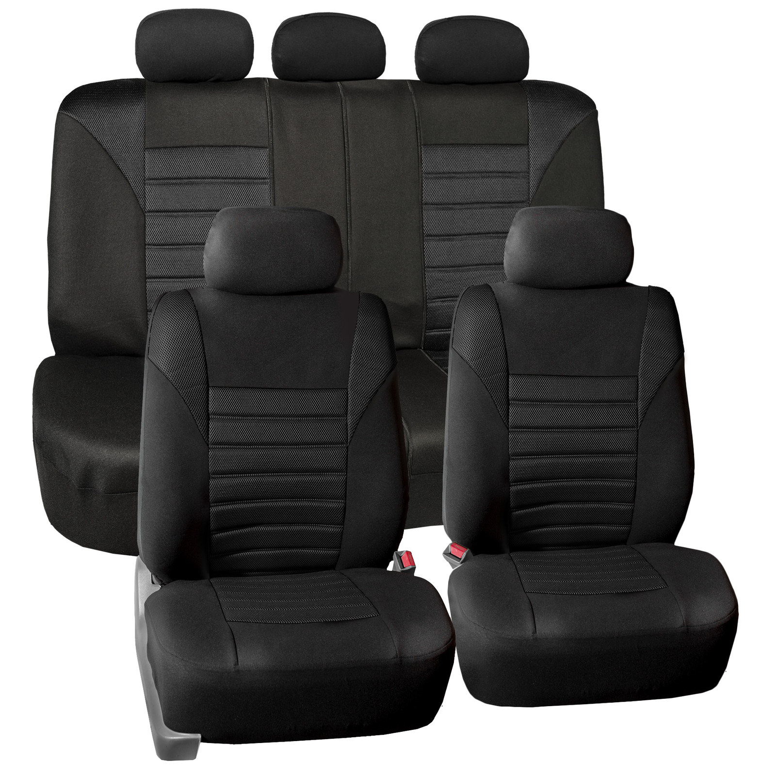 Seat Cover for Auto  Black 60/40 Split Bench With Gray Floor Mats Combo