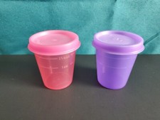 Tupperware Tupper Minis Midgets Set of 2 Sheer Pink Rosa and Purple 2oz Midget