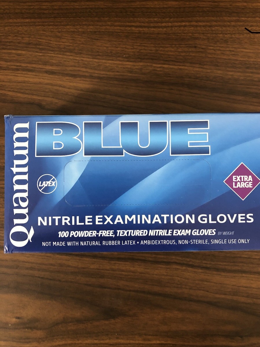 Quantum Blue Nitrile Exam Gloves Powder-Free, Latex Free X-Large