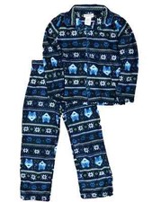 Boys Blue Fleece Snowflake Wolf Pajamas Nordic Sleep Set X-Small 4-5