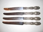 4 WALLACE STERLING SILVER KNIVES 271g TW - MARKED STERLING - 9 1/4" LONG - JC-8
