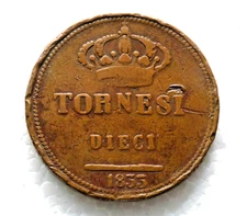 10 Tornesi 1833 Ferdinand II of Bourbon Kingdom of the Two Sicilies (F