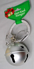 Christmas Jingle Bell Door Hanger Silver Star Bell Holly Bow Ornament