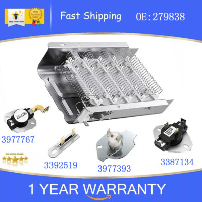 Kit Riscaldamento Asciugatrice Elemento Riscaldante Per Asciugatrice - Ricambio 279838 Per Marche Kenmore, Whirlpool, Amana E Altre Elemento Riscaldante Asciugatrice - Foto 3