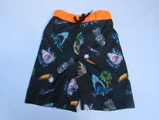 Rusty Boys 5-6 Board Short Swim Trunks Funky Black w/ Toucan Shark Skull