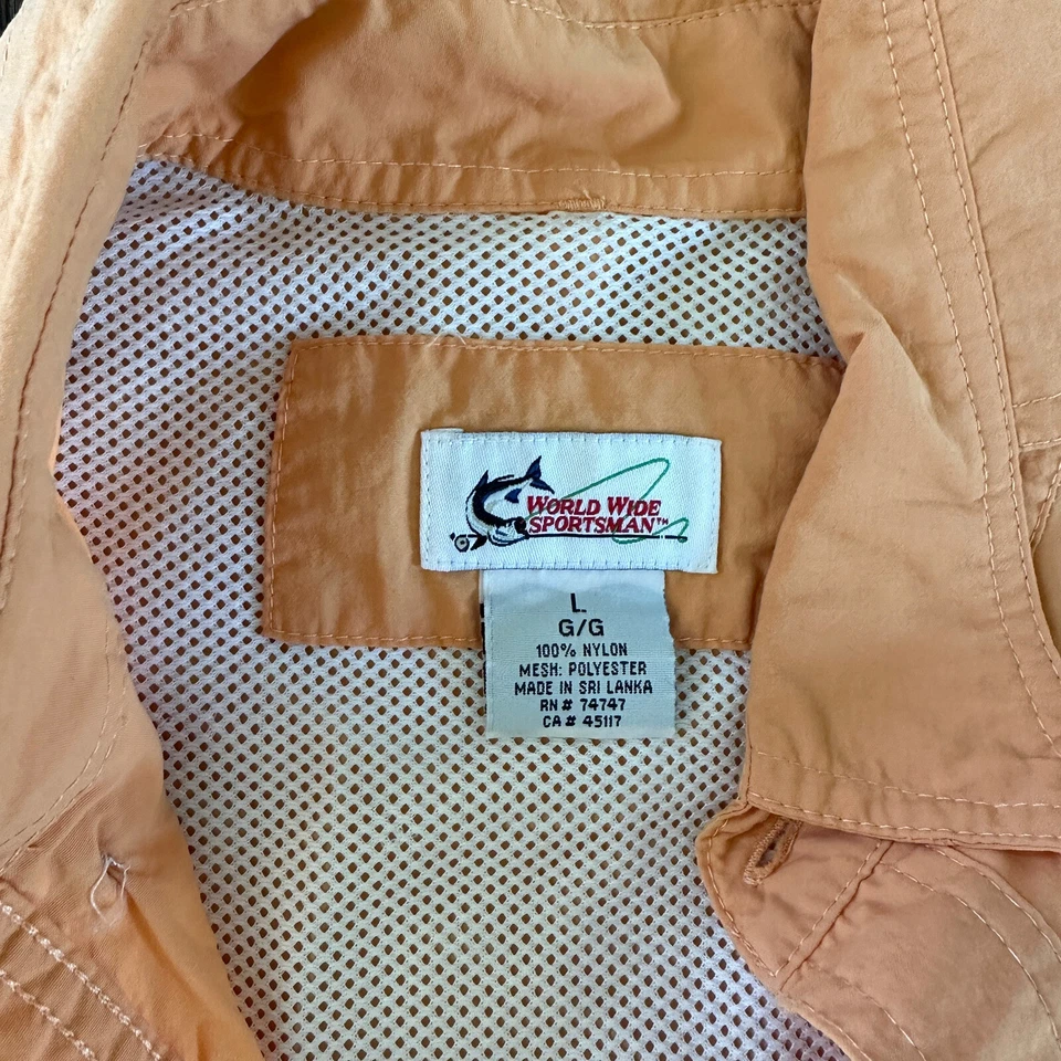 Camisa de pesca World Wide Sportsman para hombre botón ventilado grande naranja Foto 3 de 4