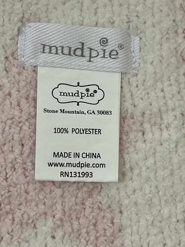 Mud Pie Pink and White Star Print Chenille Baby Blanket - Picture 7 of 8