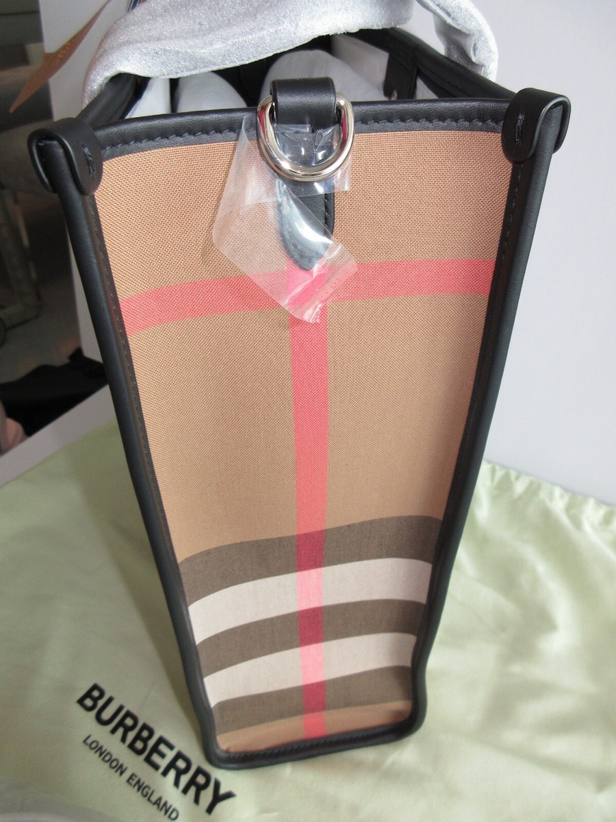 $1,090 Burberry Small Book Tote Taupe/Brown With shoulder leather