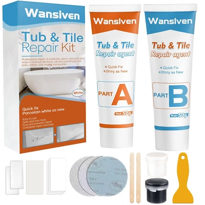 DONALDEU Wansiven Bathtub Repair Kit, Enamel Tub Tile and Shower Tray Repair Kit, Bathtub