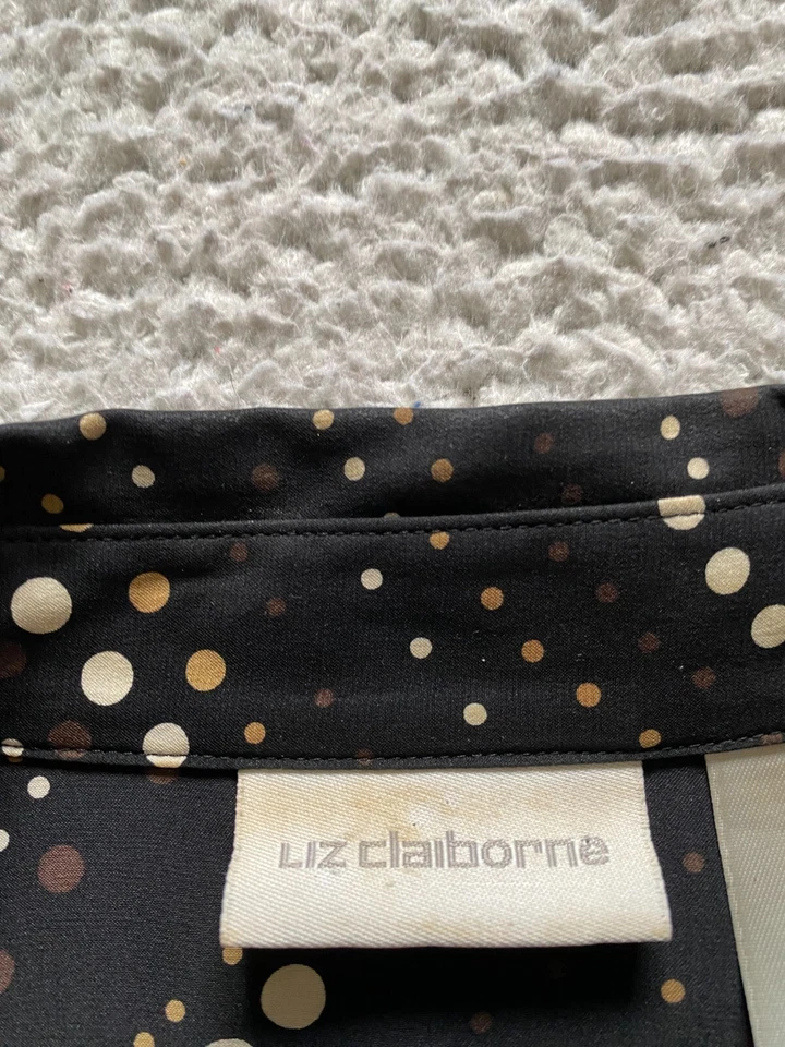 Camisa Liz Claiborne Mujer Seda Manchada Manga Larga Abotonada Multicolor Talla 12 Foto 4 de 4