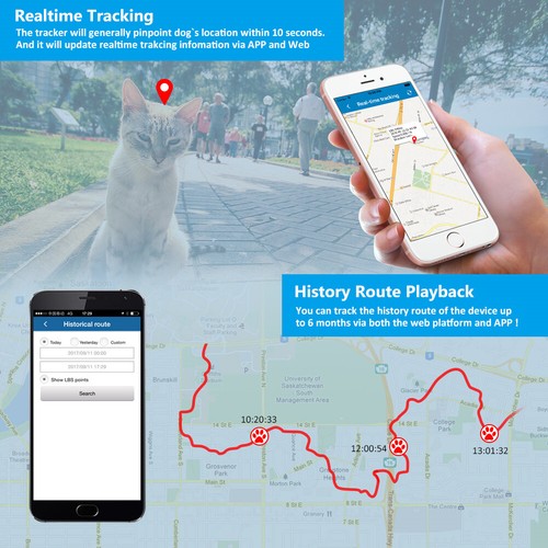 GPS Pets Tracker Alarm Dog Cat Anti-Lost Collar for Android iOS Phones - 第 6/17 張圖片