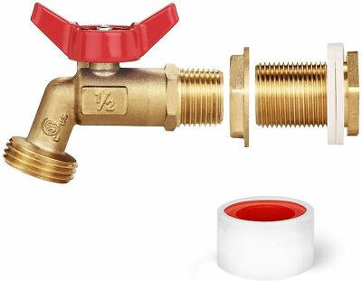 Brass Rain Barrel Quarter Turn Ball Valve Spigot with Bulkhead Fitting US STOCK