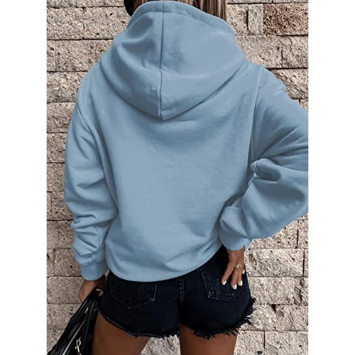 Ladies Loose Fit Long Sleeve Pullover Women Fall Warm With Pocket Hooded Tops - Picture 44 of 80