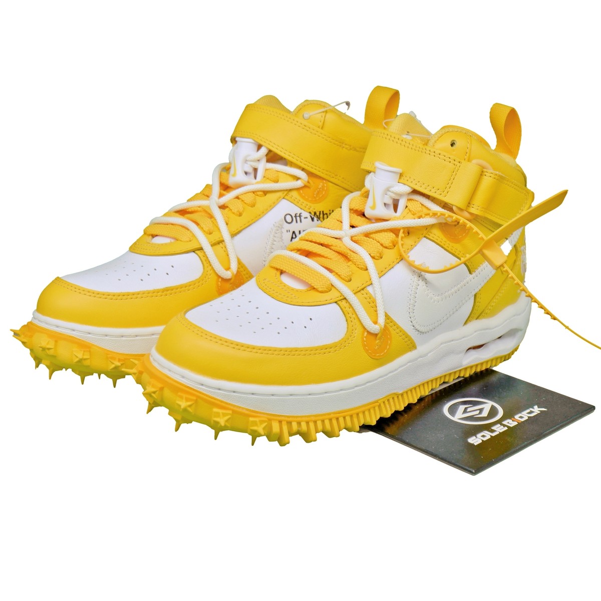 靴 Nike Air Force 1 Off-White Bright Yellow Off White X Air Force 1 Mid SP Leather 'Varsity Maize