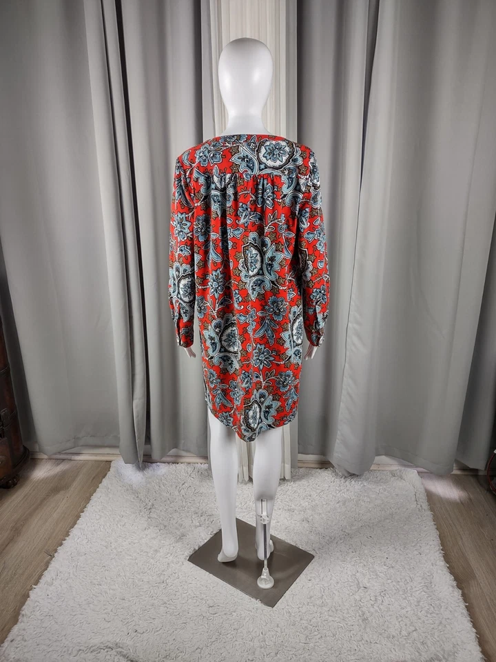 Ann Taylor Loft Women's Multi Color Half Button Front Shift Dress Shirt Size M - Image 3 of 4