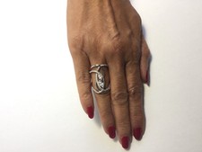 .925 STERLING SILVER PLATED RING WITH 2 CZ STONES J195