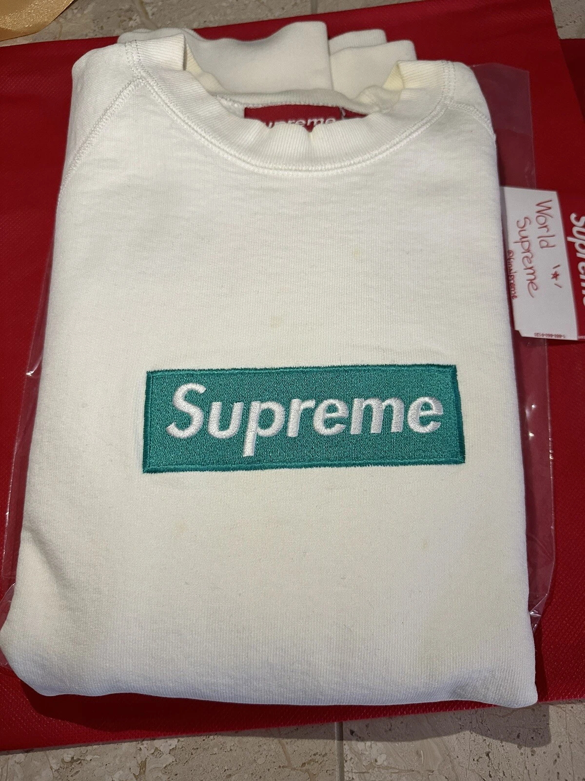 Supreme 2005 Teal White Box Logo Crewneck Medium EXTREMELY RARE & AUTHENTIC
