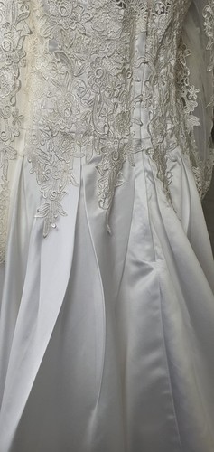 Off White Floral Lace Aline Long Train Wedding Dress Gown CR051 BB 08 - Picture 16 of 22
