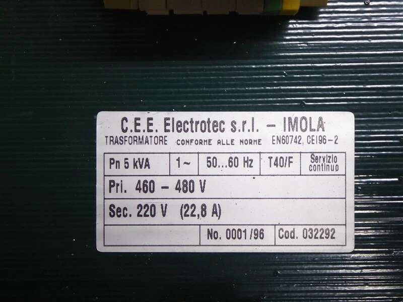 USADO 5.0 kVA C.E.E electrotec - Imola 032292 Transformador 1Ph 50/60Hz Foto 3 de 3