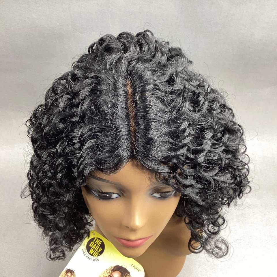 Peluca Deandra Long Curly #1 Jet Black Premium de encaje sintético Foto 3 de 4