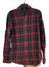 Ralph Lauren Polo Men's Classic Fit Plaid Cotton Red/Green Long Sleeve Shirt