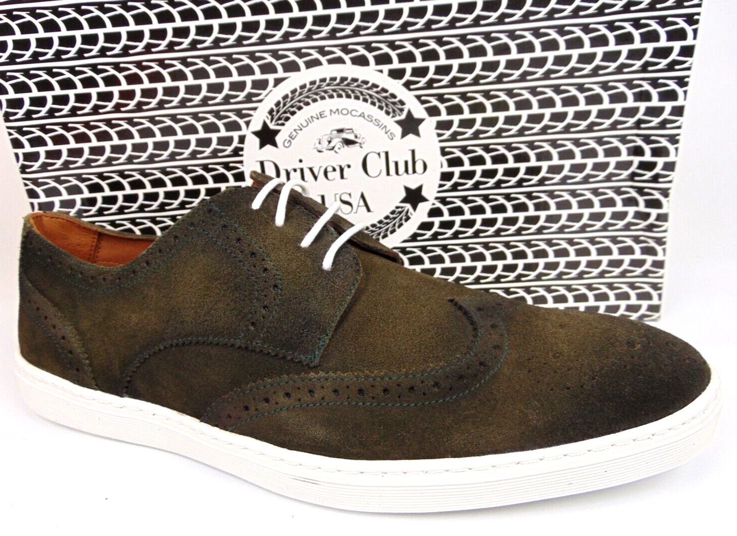 SAOLA NUOVO Driver Club Uomo Princeton Olive Scamosciato Casual Oxford Taglia 10 5 M Stringate Sho