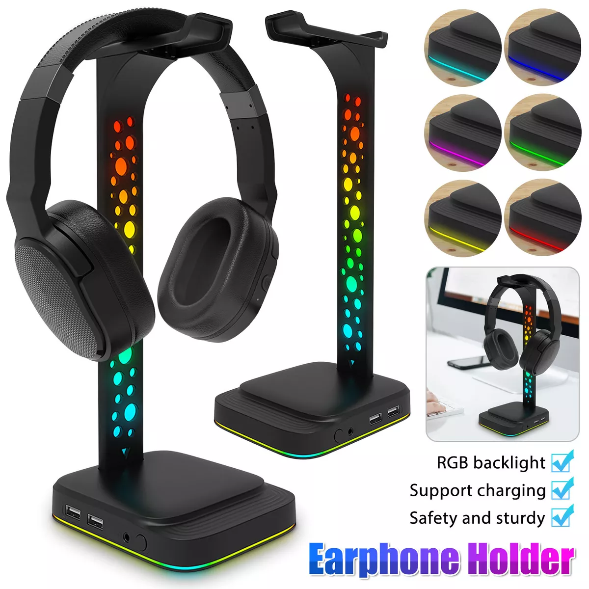 RGB headphone holder stand