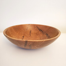 Artist Signed Hand Turned Ambrosia Maple Wood Wooden Bowl with Holes 10in