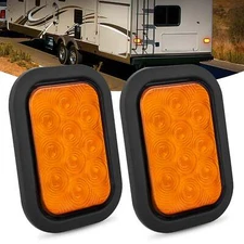 Nilight 2 Pcs 5 X 3 Inch 10 Led Amber Rectangular Trailer Tail Light