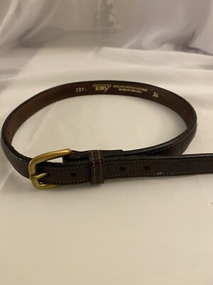 小物 TORY LEATHER BRIDLE LEATHER NARROW BELT Tory Leather 3/4” Stitched Pattern Leather Belt | North
