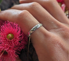 Sterling silver ring ''Flow'' Men's ring plain band - hammered silver ring