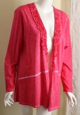 Nwt Focus Usa Sz S Pink Ruffled Garment Dyed Cotton Soft Open Art Jacket Luxury