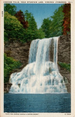 CASCADE FALLS, MOUNTAIN LAKE, VIRGINIA, PEMBROKE, NORF Postcard