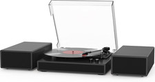 Vintage Record Player with External Dual Stereo Speakers Turntable Support Bluet