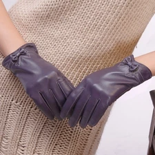 Womens Genuine Nappa Leather Dress Classic Gloves with Bow On Sale #L101PQ
