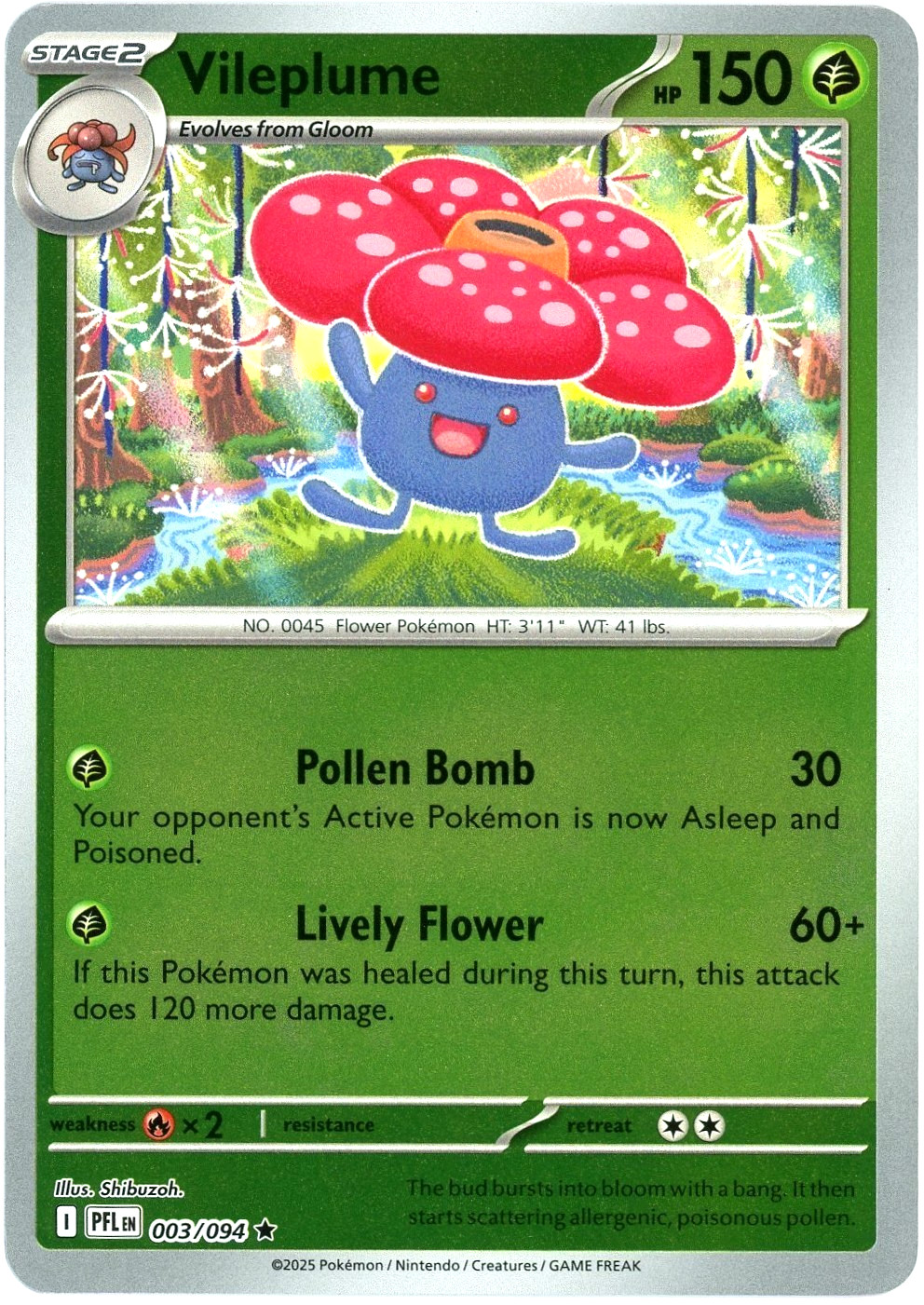 Vileplume 003/094 - Phantasmal Flames - Reverse Holo Rare - NM/M