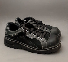 Skechers Jammers Womens 8.5 Black Leather Shoes Chunky Vintage Y2K
