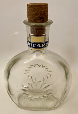 RICARD Pastis leere ovale Glas Trinkflasche & Stopfen Dekanter Karaffe Upcycling