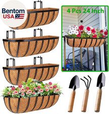 Deck Balcony Railing Planter Window Boxes - 4 Pack 24 Inch Planter Box, Balcony