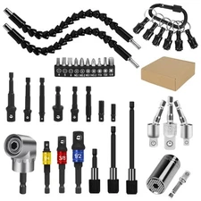 Flexible Drill Bit Extension Set 38Pcs, Right Angle Drill Attachment, Rotatab...