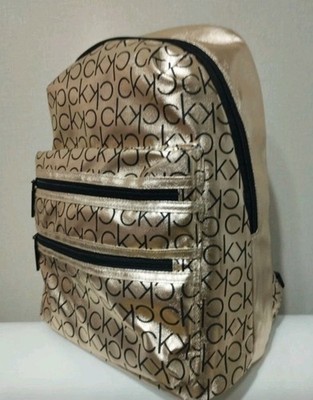 Calvin Klein CK Gold Metallic Logo Print Designer Backpack NEW Women\'s Bag Calvin Klein CK Gold Metallic Logo Print Designer Backpack  main image 4