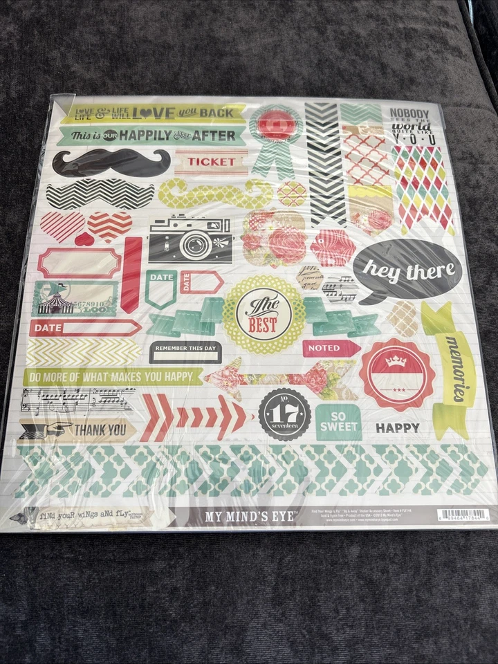 Набор для скрапбукинга MME Find Your Wings And Fly эмали кнопки кронштейны наклейки - Изображение 3 из 4