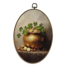 XBBMGG St Patrick's Day Wall Art Decor, Rustic St Patrick's Day Oval Wall