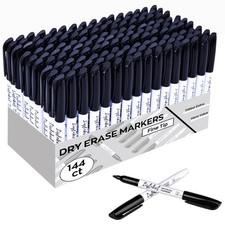 144 PCS Black Fine Tip Dry Erase Markers Bulk Pack Whiteboard Pens Low Odor