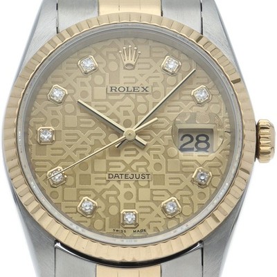 ROLEX Datejust Herrenuhr 10P Diamond Computer Dial 16233G(W) K18YG/Stainle...