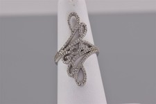 Sterling Silver 32mm Cubic Zirconia Swirled Statement Band Ring 925 Sz: 5.5