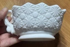 Vintage Fostoria Milk Glass Windburn Square Nappy/Candy/Nut Dish