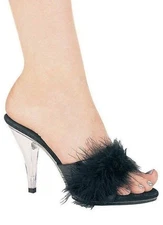 Ellie Shoes 405-Sasha 3" Women's Maribou Slipper Boudoir Sexy Black  Size 9