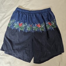 Catalina Island Wear Swim Shorts Trunks Mens Large Blue Tropical Pocket Nylon